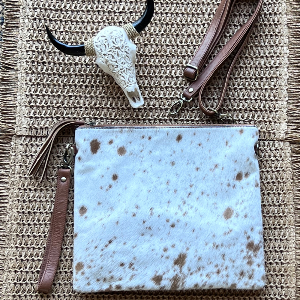 Branded TT Cowhide Clutch- Large