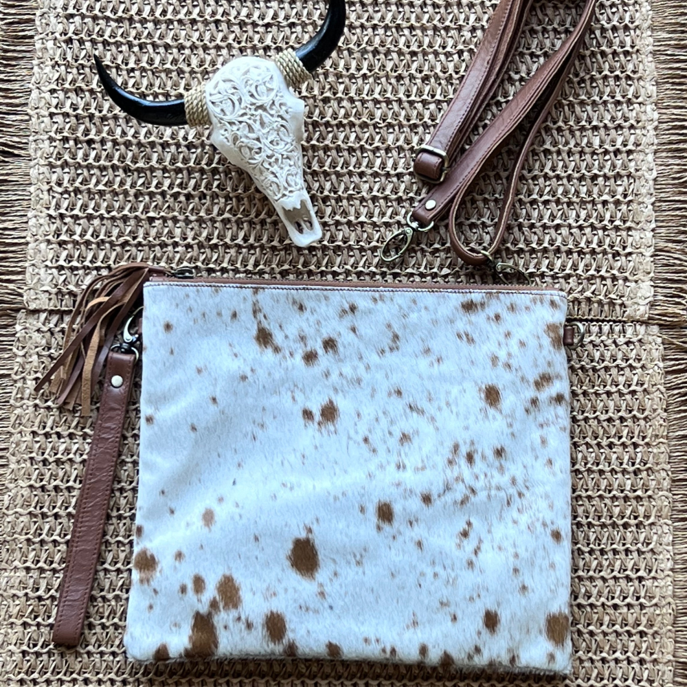 Branded TT Cowhide Clutch- Large