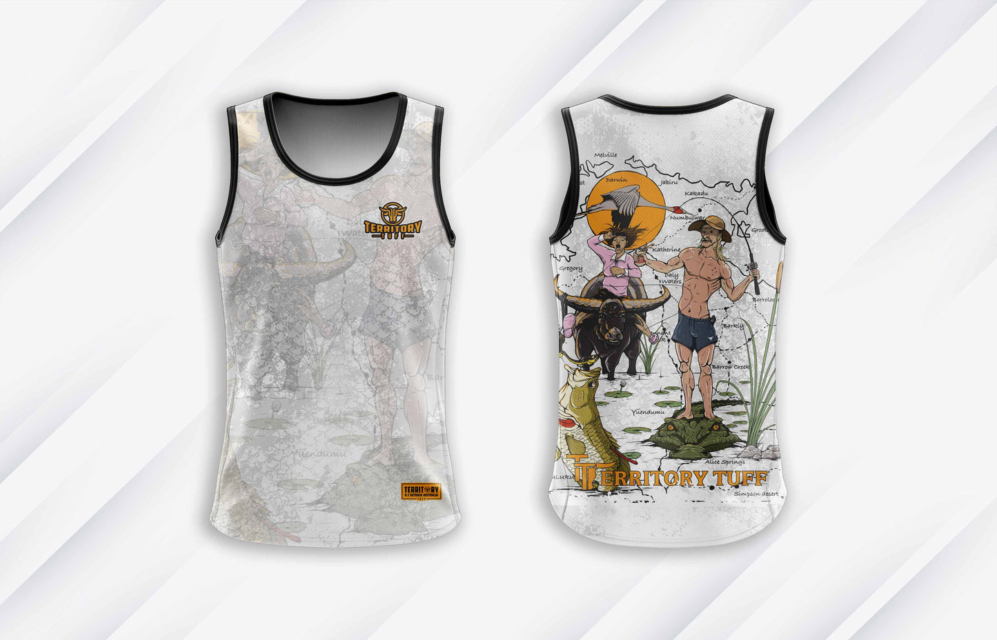 Territory Tuff Runoff Collection - Saltwater White Singlet