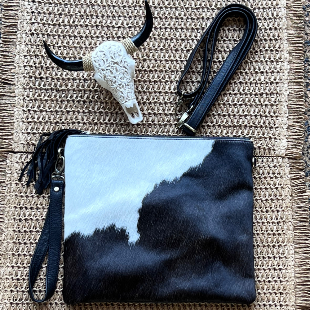 Branded TT Cowhide Clutch- Large