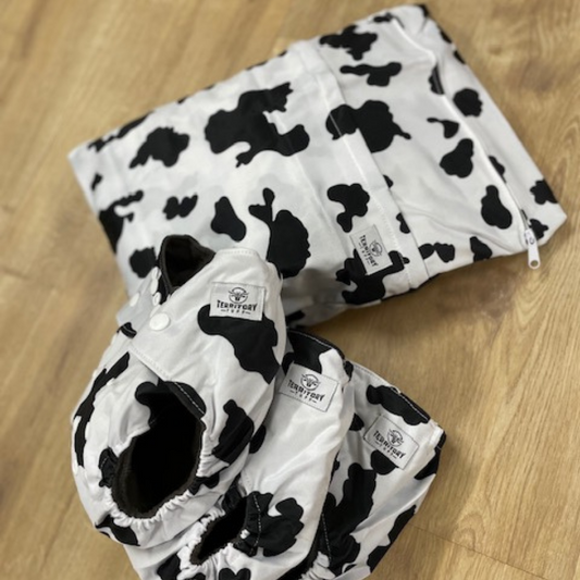 Cow Hide Nappy & Wet Bag Set